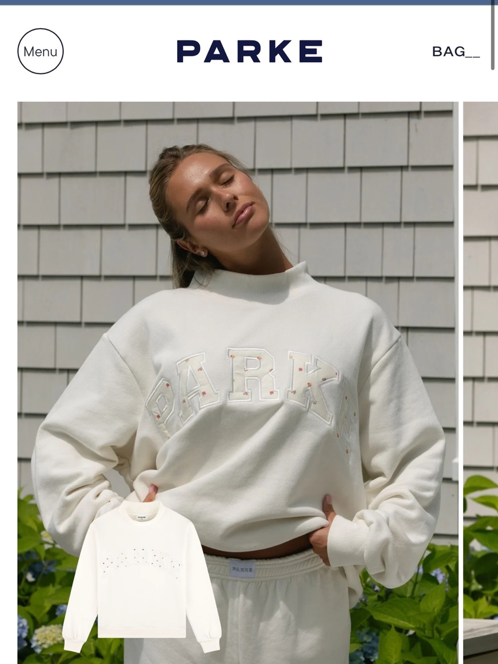 Parade White Crewneck Sweatshirt with Embroidered Logo